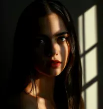 Dramatic Contrast Portrait of Intense Woman