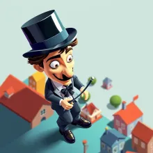 Isometric Charlie Chaplin Portrait