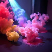 Rainbow-Hued Smoke on Black Floor