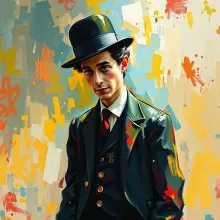 Impressionistic Charlie Chaplin Portrayal