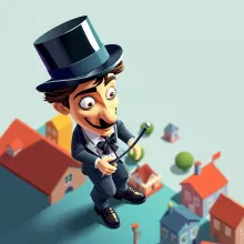 Isometric Charlie Chaplin Portrait