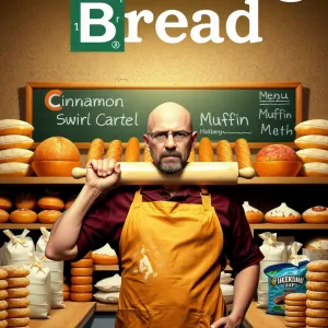 Breaking Bread" Poster: A Comical Take on Breaking Bad in a Baking World
