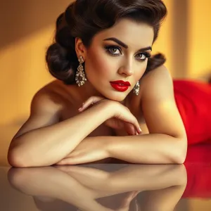 1950s Glamour: Bold Vintage Portrait in Gold Lighting