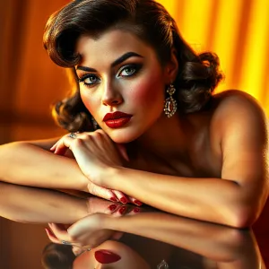 1950s Glamour: Vintage Portrait of Confident Beauty