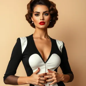 Retro Elegance: Bold Portrait in Monochrome