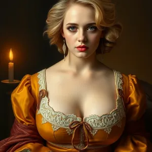 Rembrandt-Inspired Pamela Anderson Portrait in Baroque Style