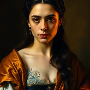 Rembrandt-inspired Salma Hayek portrait: Baroque masterpiece in chiaroscuro lighting