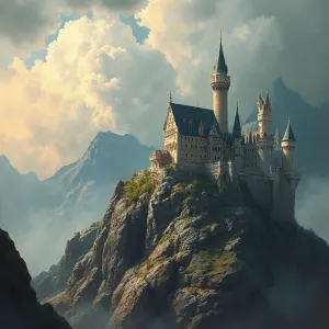 Fantasy Crag Peak Castle Scene