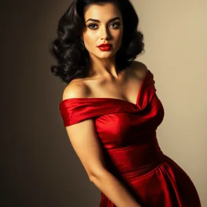 Elegant Red Dress: Vintage Glamour