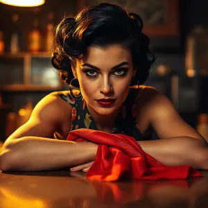 1950s Pin-Up Artistry in Moody Glamour