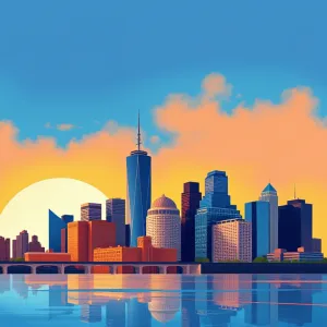 Vibrant Minimalist City Skyline