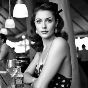 1960s Ava Gardner at Beach Bar Sketch