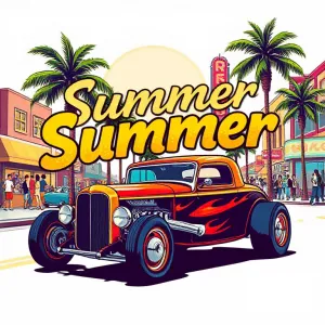 Vintage Hot Rod Cruise: Summer Vibes Illustration