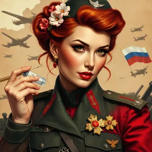 Fierce Russian War Heroine: World War II Pinup Portrait