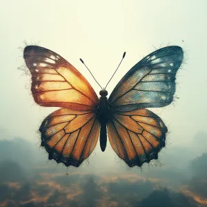 Titled: "Fragile Butterfly in Dreamscape Landscape