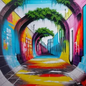 Textured Urban Graffiti Streetscape