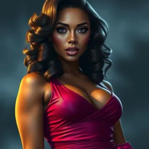 Hyper-realistic Digital Portrait: Pam Grier as Heroic Beauty