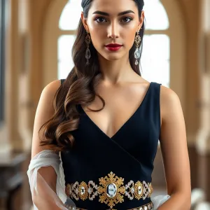 Regal Fashion Editorial Portrait: Hyperrealistic Masterpiece in Medium Format