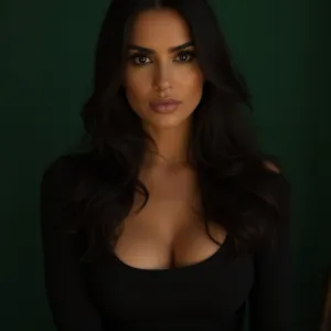 Mystical Glamour: Salma Hayek in Green Backdrop