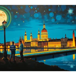 Abstract Pop Art Night Scene