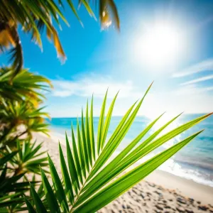 Tranquil Tropical Palmtree Leaf Vista