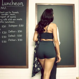 1950s Café Interaction: Woman and Man Discussing Menu