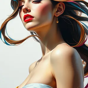 Title: "Luminous Fantasy: Lois van Baarle & Greg Rutkowski's Abstract Portrait