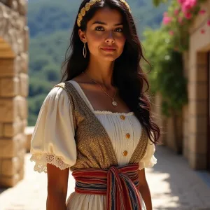 Graceful Greek Maiden in Mediterranean Sunlight