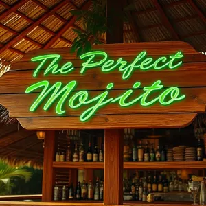 Wide-Angle Shot: Tropical 'The Perfect Mojito' Bar