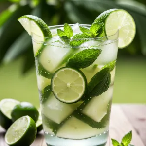 Vibrant Mojito Detail: Condensation and Fresh Citrus