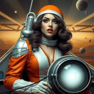 Hyper-detailed, 1950s Space Cadet Alison Brie: Tense Mars Encounter