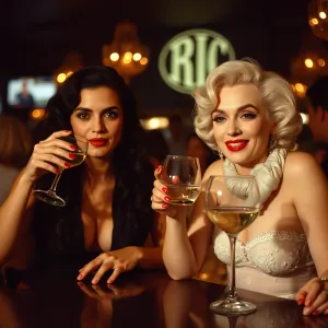 Salma Hayek and Marilyn Monroe at Wine Bar (Photograph)