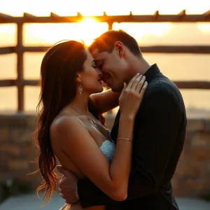 Golden Hour Embrace: Salma Hayek and Penelope Cruz - Photo-Realistic Shower Scene