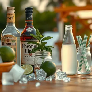 Tropical Rum Bar Setup under Studio Lighting