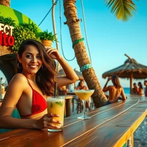 High-Res Vibrant Scene: Perfect Mojito Beach Bar