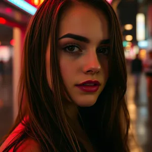 Cinematic Rainy Night Neon Portrait