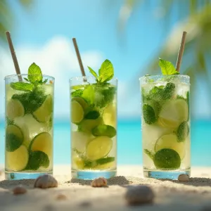 4K Vibrant Mojito Scene: High-Quality Beach Studio Shot