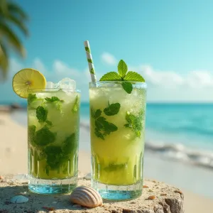 4K Vibrant Mojito Scene: High-Quality Beach Studio Shot