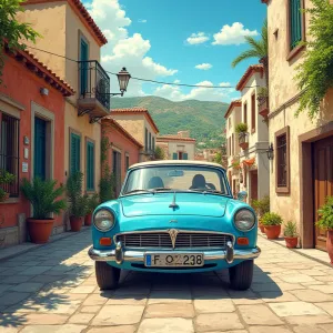 Vibrant Comic-Style Mayflower in Ancient Greek Cityscape