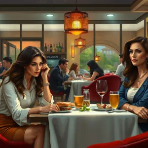 Titled: "Sofia Vergara, Salma Hayek, Sofia Loren at an Italian Trattoria
