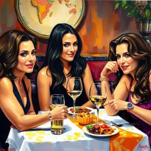 Impressionist Trio Dining in an Italian Restaurant