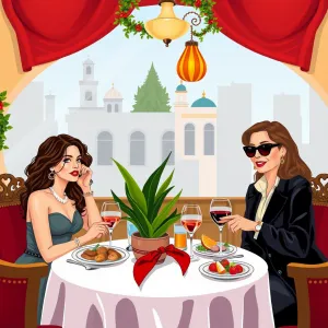 Title: "Three Divas at an Italian Trattoria
