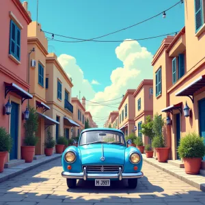 Vintage Triumph in Ancient Greek Landscape