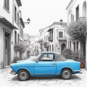 Light Blue Triumph Mayflower in Vibrant Greek Landscape