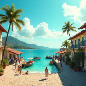 Vibrant Caribbean Colonial Village by the Sea