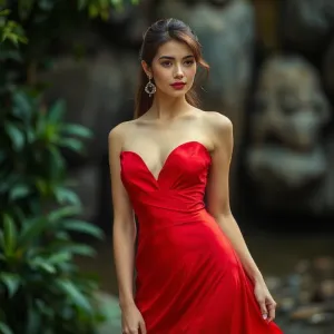 Red-Dressed Beauty (Abstract Portrayal)