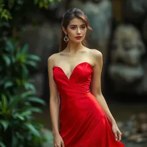 Red-Dressed Beauty (Abstract Portrayal)
