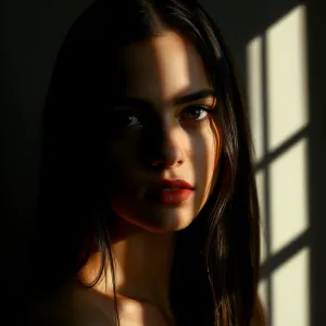 Dramatic Contrast Portrait of Intense Woman