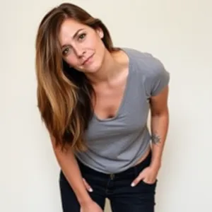 Relaxed Woman in Gray Top Pose

This short and clear title for the AI art highlights the primary subject of the image while incorporating key descriptive elements about the woman's attire and body language.