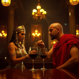Cleopatra and Caesar at Wine Bar - Cinematic
